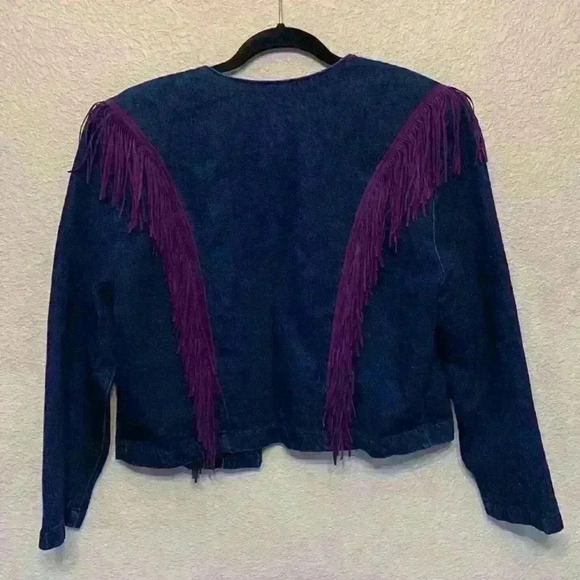 Wanted by Beads Beautiful fringe denim jacket sz L western cowgirlcore 90s - Picture 6 of 7